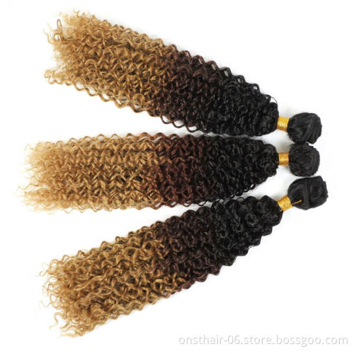 MYZYR Ombre Kinky Curly Hair Bundles Synthetic Hair Weaves 14"-26'' Bundles With Closure Hair Extensions